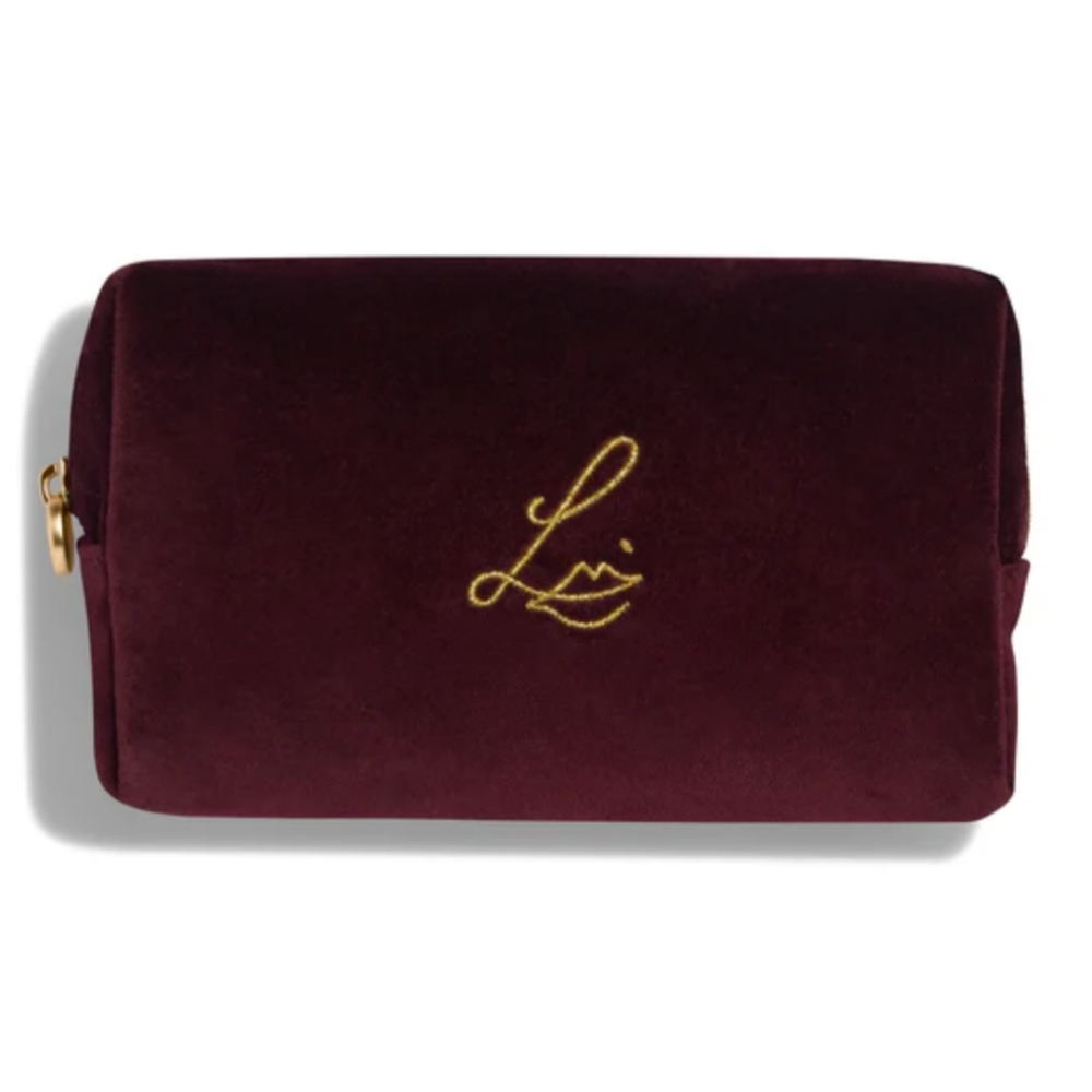 NEW LISA ELDRIDGE CHOCOLATE CHERRY LUXURY VELVET MAKEUP POUCH